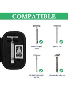 Linkidea Linkidea Hard Shell Safety Razor Travel Case, Shaving Kit Storage Box for Long/Short Handled Razor, Razor Blade and Attachments, Compatible with Merkur, Vikings, WEISHI Double Edge Safety Razor  - Image 2