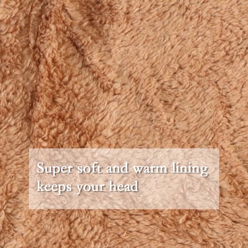OMUKY Balaclava Hats for Women Cold Weather Thick Fluff Hats Adult Neck Face Cover Cap Ski Mask Neck Warmer(Khaki) - Image 5