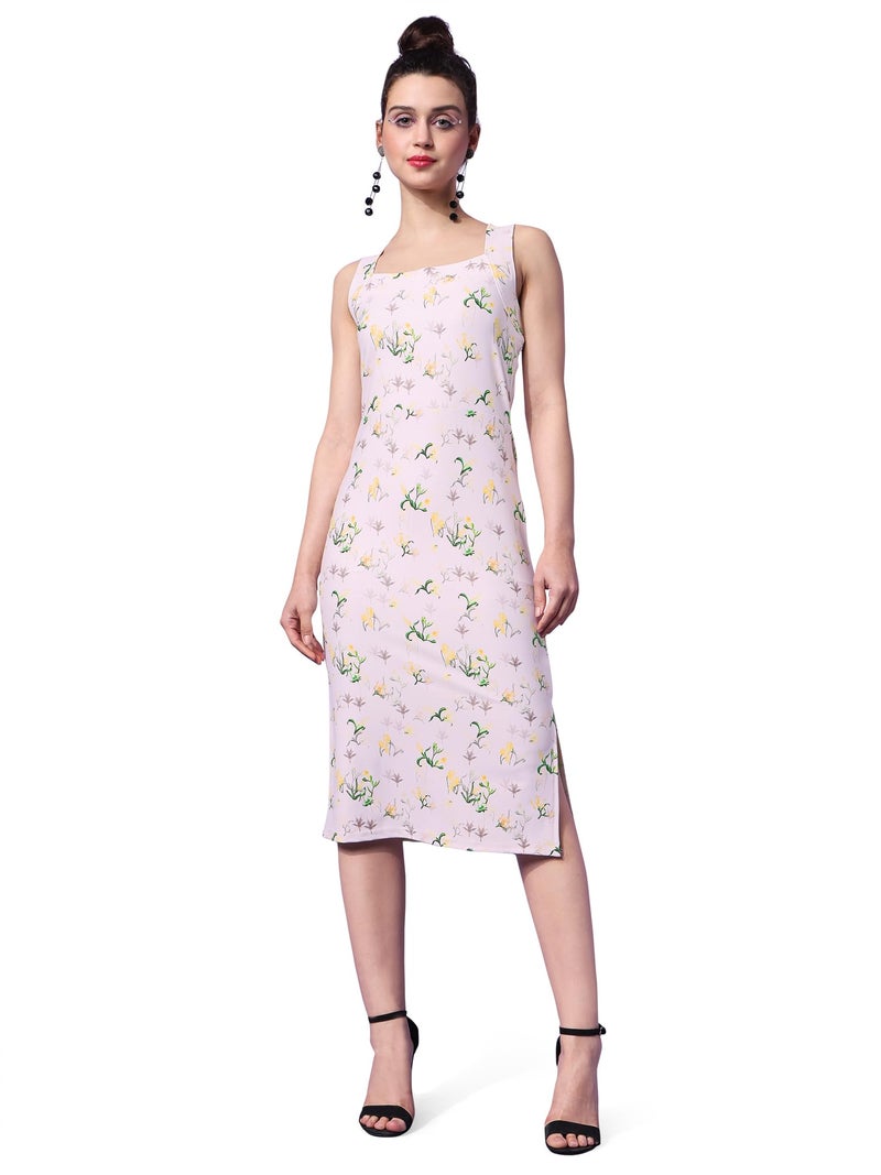 PURVAJA Women’s Bodycon Knee Length Dress (Wini-021-Tulip_Off White_Small) - Image 1