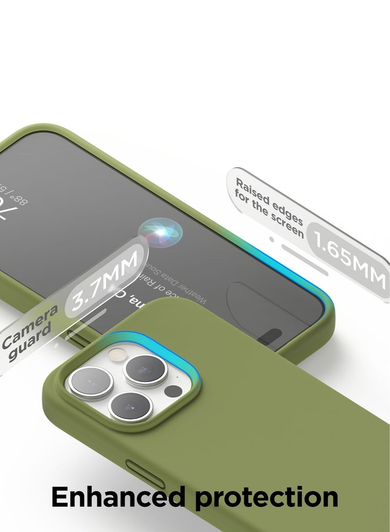 Elago Liquid Silicone for iPhone 15 Pro MAX Case Cover Full Body Protection, Shockproof, Slim, Anti-Scratch Soft Microfiber Lining - Cedar Green - Image 5