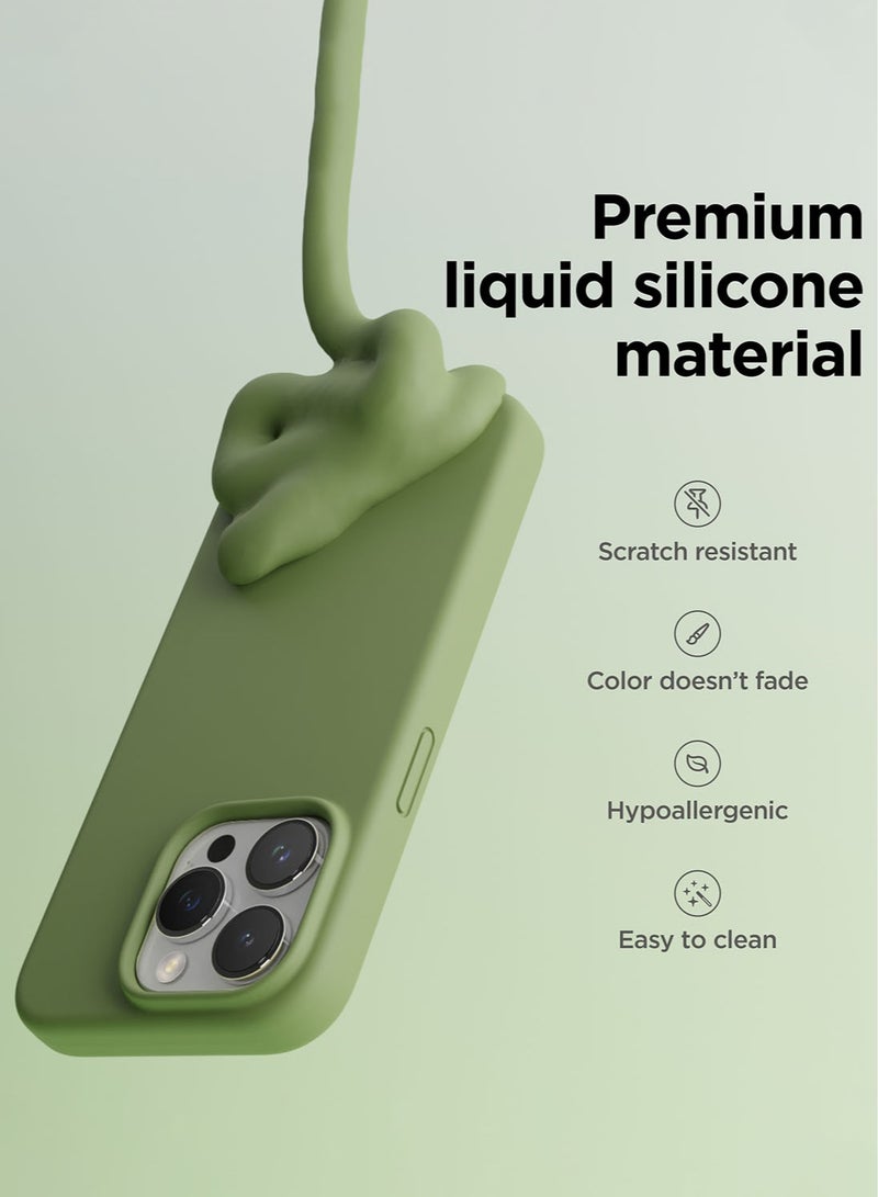 Elago Liquid Silicone for iPhone 15 Pro MAX Case Cover Full Body Protection, Shockproof, Slim, Anti-Scratch Soft Microfiber Lining - Cedar Green - Image 3