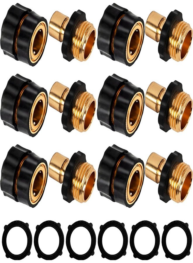 LIULO TOOL 3/4 Inch Garden Hose Quick Connect, Aluminum Garden Hose Fittings, Male and Female Water Quick Release Hose Connector, 6 Set - Image 1