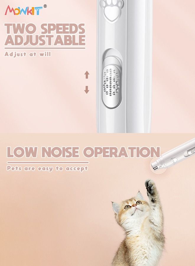 MOWKIT Pet Nail Grinder Rechargeable Electric Pet Nail Clipper Quiet 2 Speed Nail Trimmer with 3 Size Ports for Small Medium Large Pets - Image 5