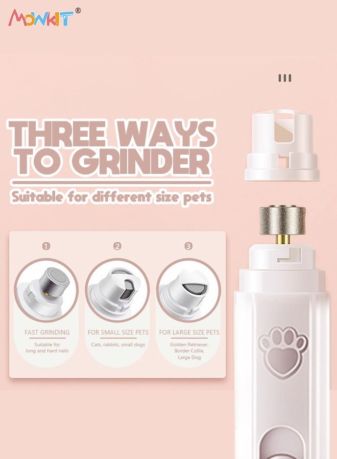 MOWKIT Pet Nail Grinder Rechargeable Electric Pet Nail Clipper Quiet 2 Speed Nail Trimmer with 3 Size Ports for Small Medium Large Pets - Image 4