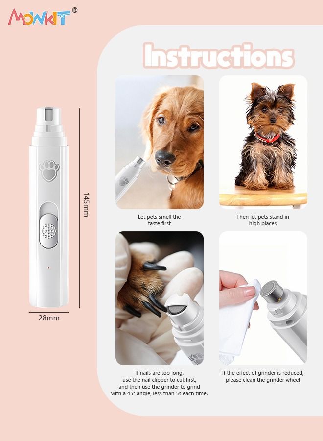 MOWKIT Pet Nail Grinder Rechargeable Electric Pet Nail Clipper Quiet 2 Speed Nail Trimmer with 3 Size Ports for Small Medium Large Pets - Image 2