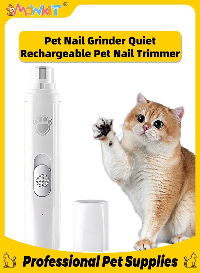 MOWKIT Pet Nail Grinder Rechargeable Electric Pet Nail Clipper Quiet 2 Speed Nail Trimmer with 3 Size Ports for Small Medium Large Pets - Image 1