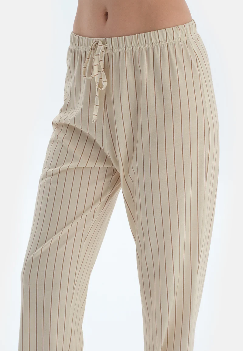 dagi  Striped Regular/Classic Fit Shirt & Trousers Pajama Sets Spread Collar Cotton Blend Sleepwear for Women | Best Price UAE