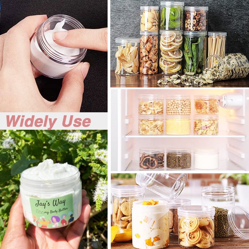 AMORIX 4 oz Clear Small Plastic Containers with Lids + 20g/20ml Small Containers with Lids (Set of 24) Cosmetic Sample Jar Plastic Jars - for Lip Scrub, Body Butters, Cream, Slime, Craft Storage - Image 5