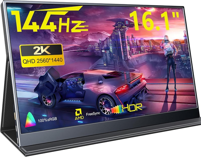 MAGICRAVEN Portable Gaming Monitor, 16.1" 2.5K 144Hz Laptop Screen, Slim Lightweight Dual USB C HDMI Computer Monitor, Gaming Display with Speakers, Travel Monitor for Mac PC Phone PS4/5 Xbox Switch - Image 1