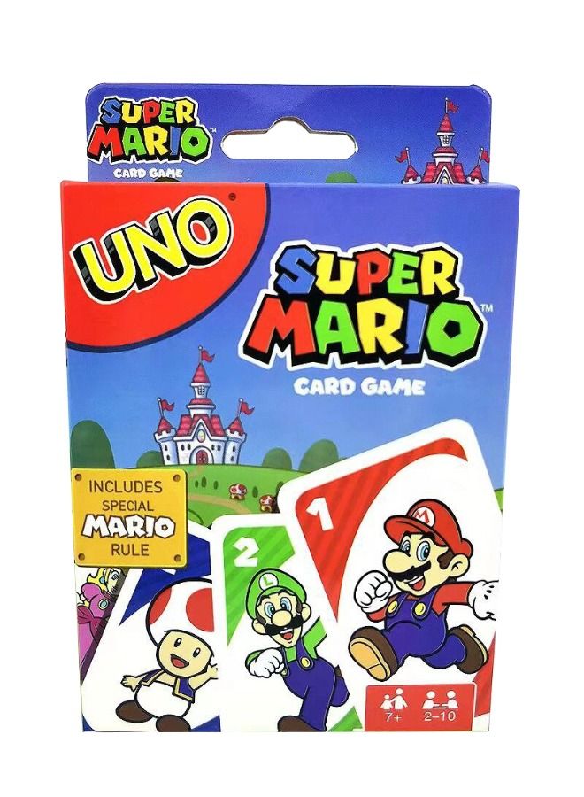 Super Mario UNO Super Mario Card Game Animated Character Themed Collector Deck 112 Cards with Character Images, Gift for Kid, Family and Adult Game Night - Image 1