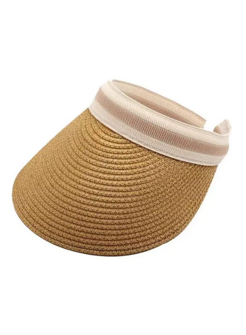 Women Summer Sun Hat Wide Brim Straw Visor Hat UPF 50 UV Protection Empty Top Beach Hat Breathable Outdoor Chapeau Femme for Gardening Travel Vacation - Image 2
