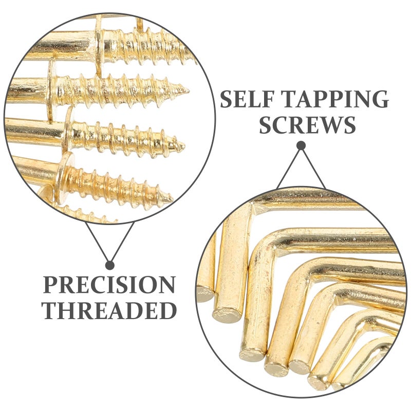 خطافات براغي فولاذية على شكل حرف L بزاوية قائمة مع إنهاء ذهبي 150 قطعة 8 أحجام للتعليق الثقيل - Image 4