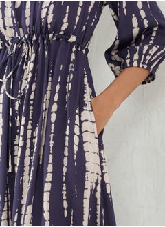 Femmella Tie and Dye Printed V Neck A-Line Midi Dress by Styli  - Image 5