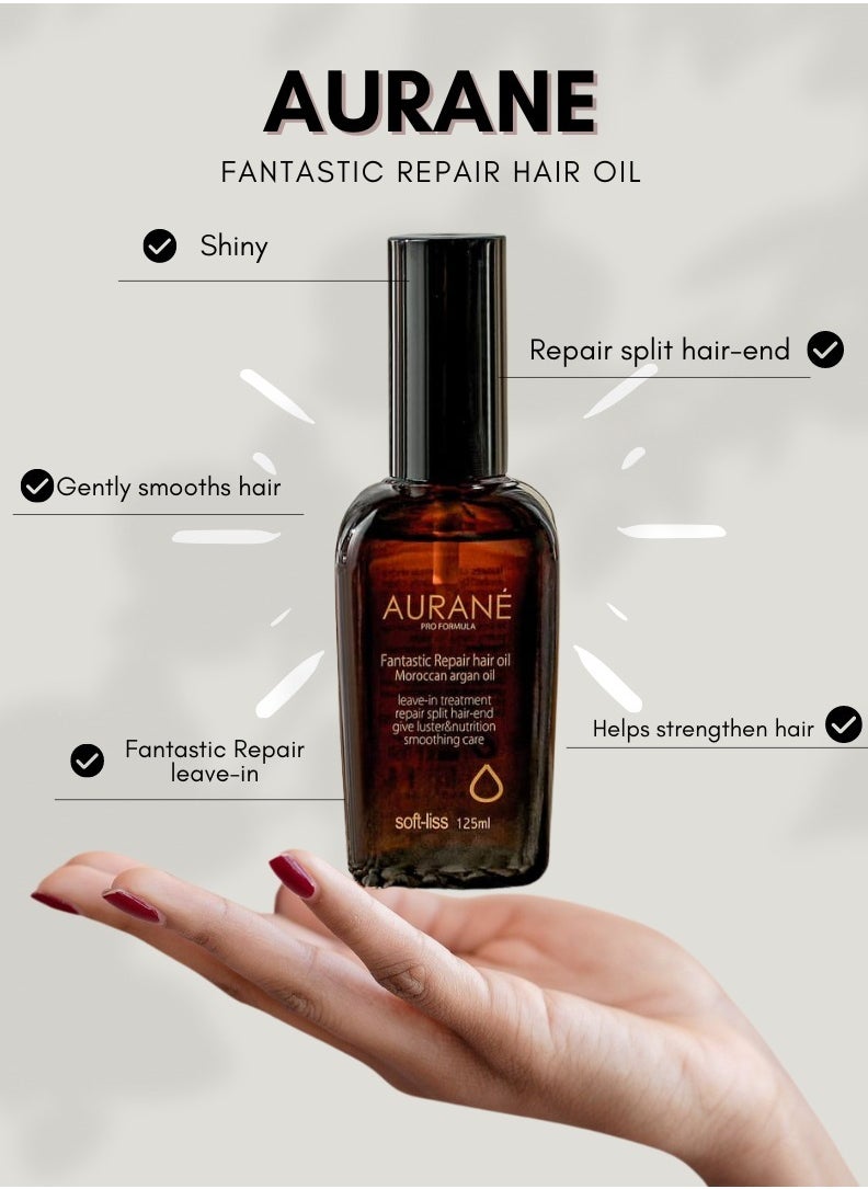 AURANE Aurane Moroccan Argan Oil Fantastic Repair Hair Oil 125ML | Revitalize, Repair Split Ends, Add Luster & Nutrition, Smoothing Leave-In Treatment for Healthy and Resilient Hair  - Image 2