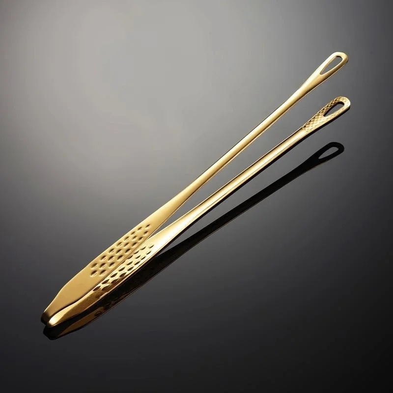 شافين Steel 28 Cm. Gold Meat Tweezers Kitchen Steak Barbecue and Bread Tongs CIN625SR