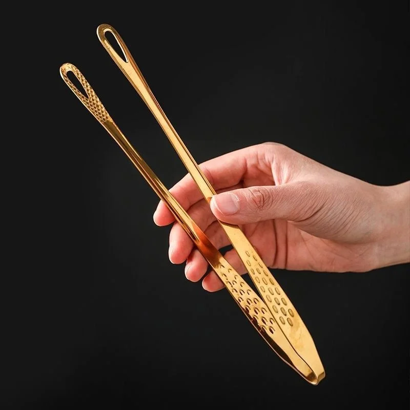 شافين Steel 28 Cm. Gold Meat Tweezers Kitchen Steak Barbecue and Bread Tongs CIN625SR