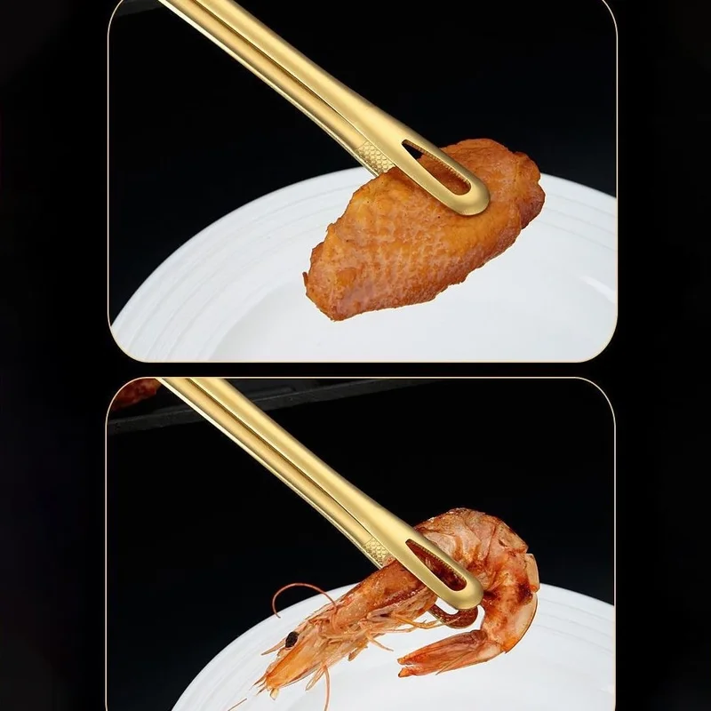 شافين Steel 28 Cm. Gold Meat Tweezers Kitchen Steak Barbecue and Bread Tongs CIN625SR