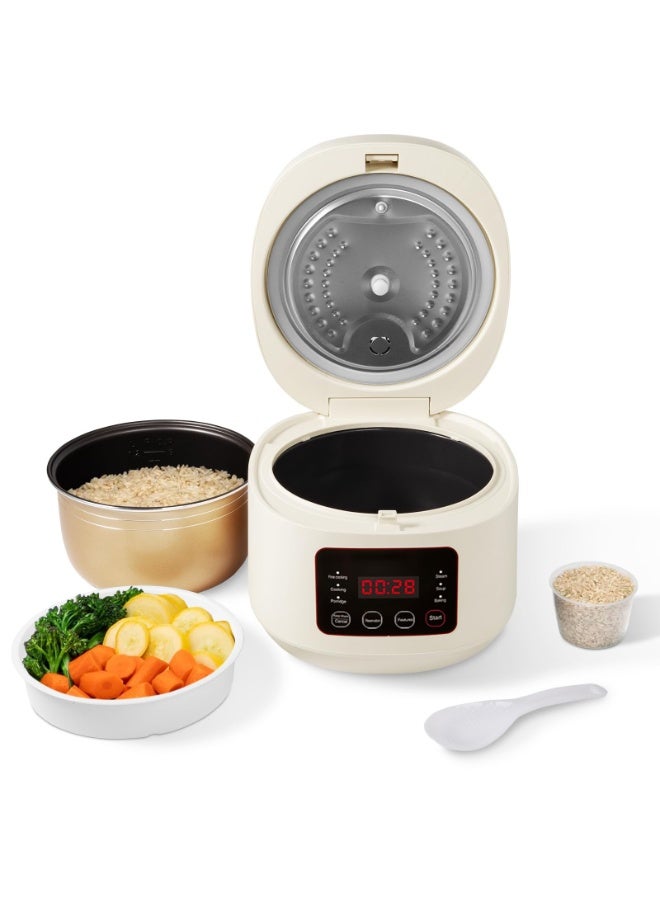 INFOSUN Rice Cooker, 3L Home Intelligence Multi Functional Steaming and Cooking Integration Rice Cooker, 24h Dealy Start, Suitable for 3-5 People, Steamer Tray, Measuring Cups&Spoon (White) - Image 1