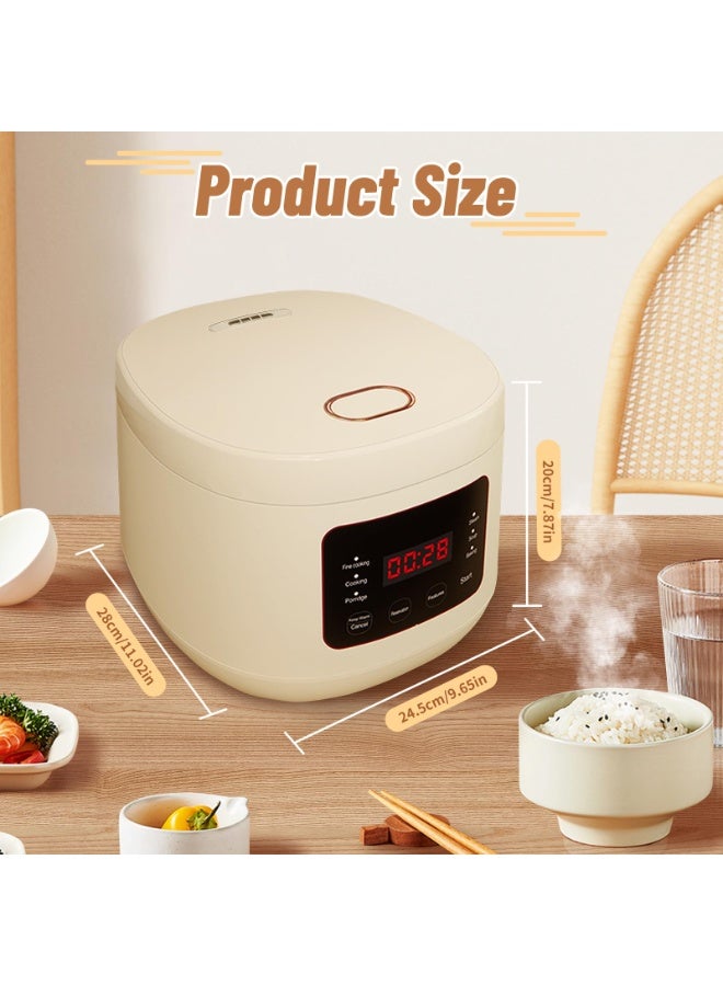 INFOSUN Rice Cooker, 3L Home Intelligence Multi Functional Steaming and Cooking Integration Rice Cooker, 24h Dealy Start, Suitable for 3-5 People, Steamer Tray, Measuring Cups&Spoon (White) - Image 2
