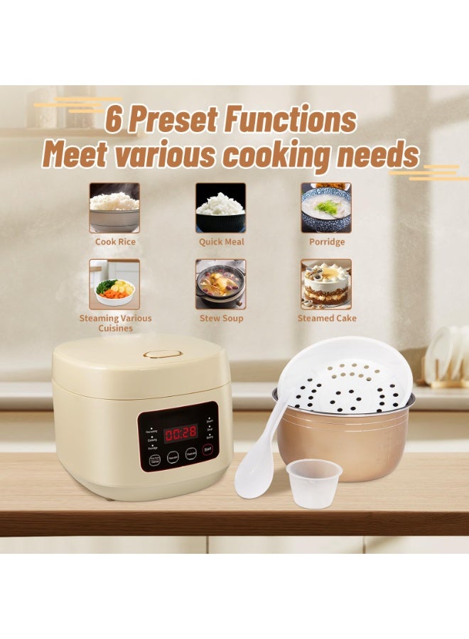 INFOSUN Rice Cooker, 3L Home Intelligence Multi Functional Steaming and Cooking Integration Rice Cooker, 24h Dealy Start, Suitable for 3-5 People, Steamer Tray, Measuring Cups&Spoon (White) - Image 4