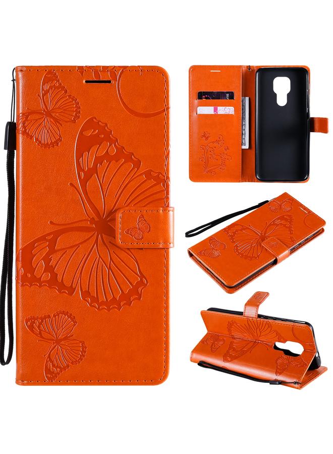 اس-توب جراب لهاتف Motorola Moto G9 Play، جراب جلدي أفقي قابل للطي بنقشة فراشات ثلاثية الأبعاد مع حامل وفتحة بطاقة ومحفظة - Image 1