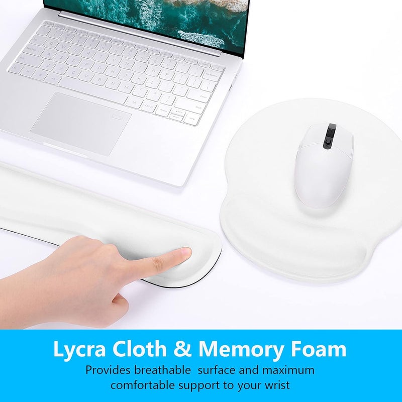 Dapesuom Keyboard Wrist Rest and Mouse Pad with Wrist Support, Memory Foam Wrist Rests for Keyboard and Mouse Set, Ergonomic Wrist Pad with Non Slip Base for Easy Typing & Pain Relief,Ivory White - Image 4