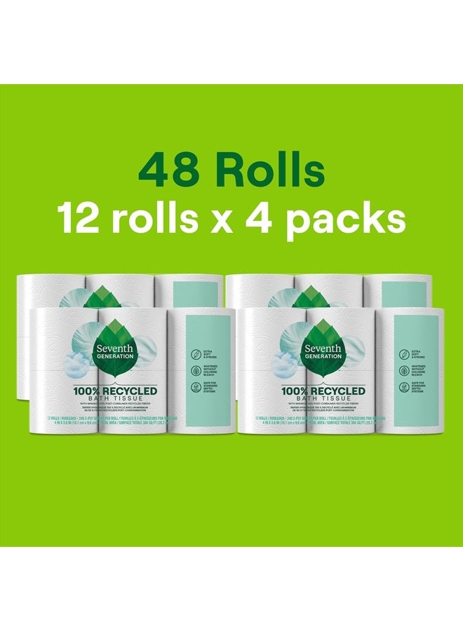 Seventh Generation ورق تواليت معاد تدويره 4 عبوات 100% ورق معاد تدويره 2 طبقة بدون مبيض كلور 12 لفة - Image 2