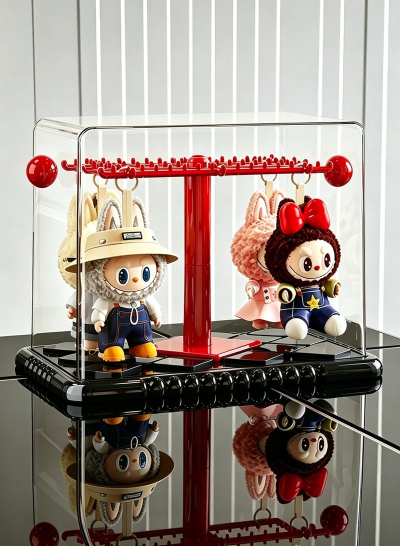 Acrylic Display Case for Plush & Blind Box, Clear Stackable Storage Box with Hanging Hooks, Dustproof Collectible Toy Display Rack for Labubu, Pop Mart, Dimoo, Molly Dolls - Image 1