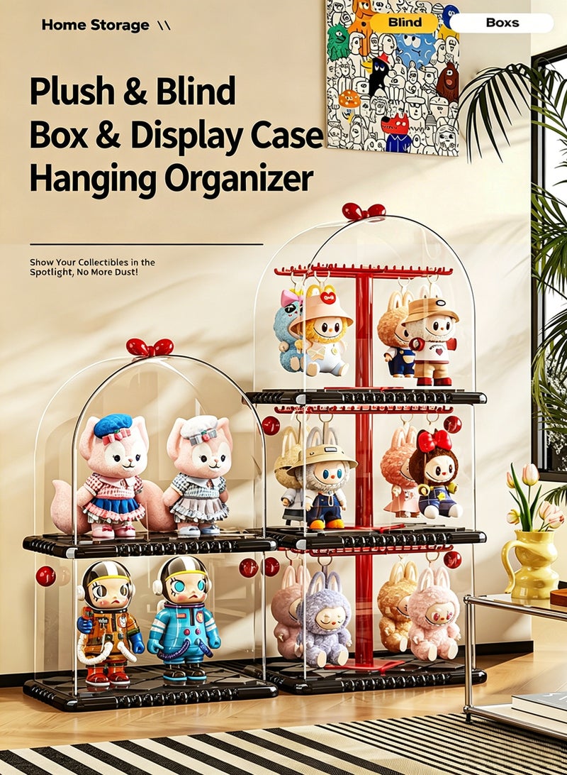 Acrylic Display Case for Plush & Blind Box, Clear Stackable Storage Box with Hanging Hooks, Dustproof Collectible Toy Display Rack for Labubu, Pop Mart, Dimoo, Molly Dolls - Image 5