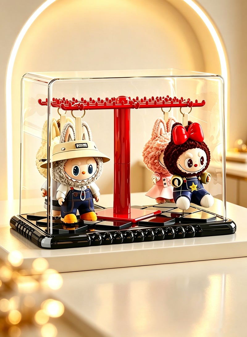 Acrylic Display Case for Plush & Blind Box, Clear Stackable Storage Box with Hanging Hooks, Dustproof Collectible Toy Display Rack for Labubu, Pop Mart, Dimoo, Molly Dolls - Image 1