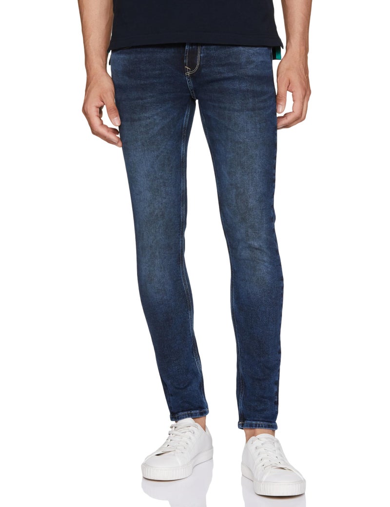 Spykar Men's Super Skinny Low Rise Jeans Mid Blue - Image 1