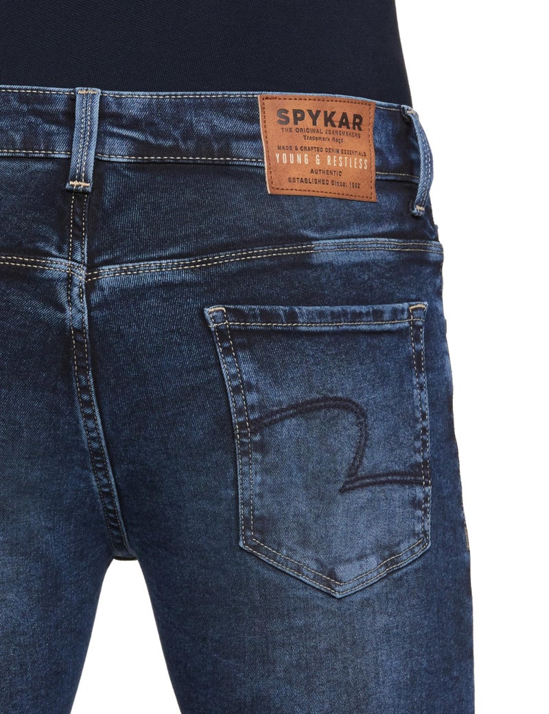 Spykar Men's Super Skinny Low Rise Jeans Mid Blue - Image 4
