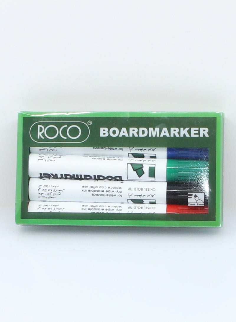 ROCO Set of 4 whiteboard pens with a chisel tip