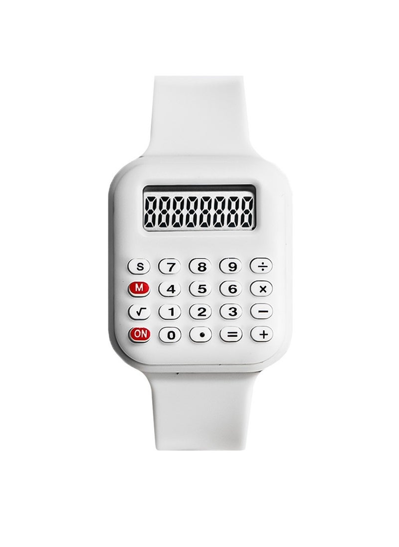 Generic Multifunctional Children's Watch Electronic Calculator Watch Primary School Student Watch Digital Electronic Watch (White)  - Image 2