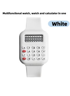 Generic Multifunctional Children's Watch Electronic Calculator Watch Primary School Student Watch Digital Electronic Watch (White)  - Image 1