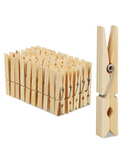 Genzy Wooden Clothes Pegs, Set of 100, Large Wooden Clothes Pegs, Crafts, Drying Pegs, Metal Spring, Natural, Pack of 100  - Image 1