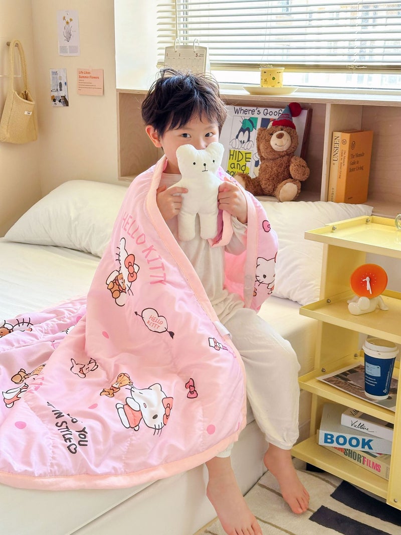 Hello Kitty Cartoon summer cooling quilt, children's nap air-conditioning blanket, thin quilt for home and kindergarten, machine-washable, baby and toddler A-class cooling breathable quilt - Image 5