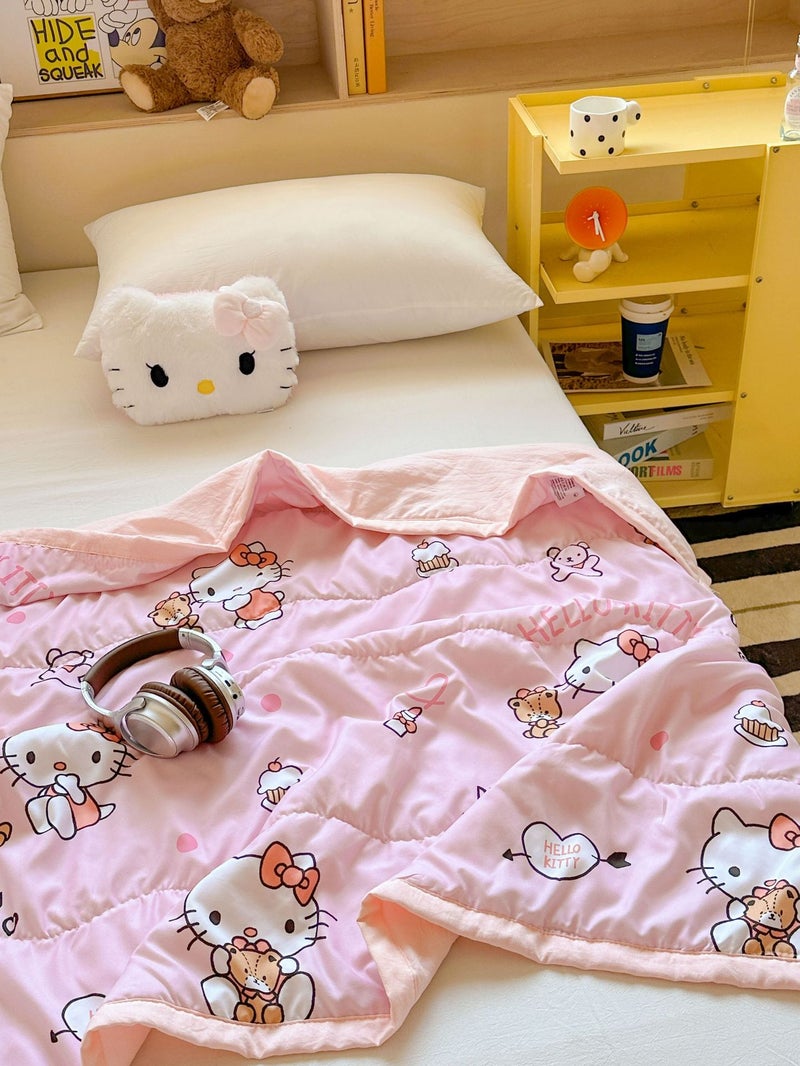 Hello Kitty Cartoon summer cooling quilt, children's nap air-conditioning blanket, thin quilt for home and kindergarten, machine-washable, baby and toddler A-class cooling breathable quilt - Image 1