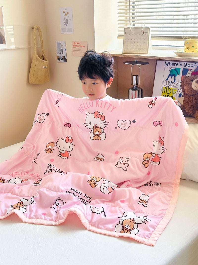 Hello Kitty Cartoon summer cooling quilt, children's nap air-conditioning blanket, thin quilt for home and kindergarten, machine-washable, baby and toddler A-class cooling breathable quilt - Image 2