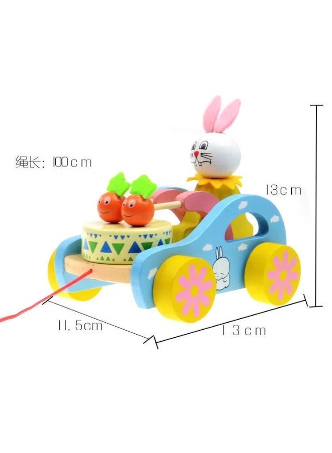 F.A.M.S Wooden Pull-Along Bunny Drum Toy for Toddlers – Safe Non-Toxic Paint, Moving Drumsticks, Motor Skill Development, Educational Baby Toy - Image 5