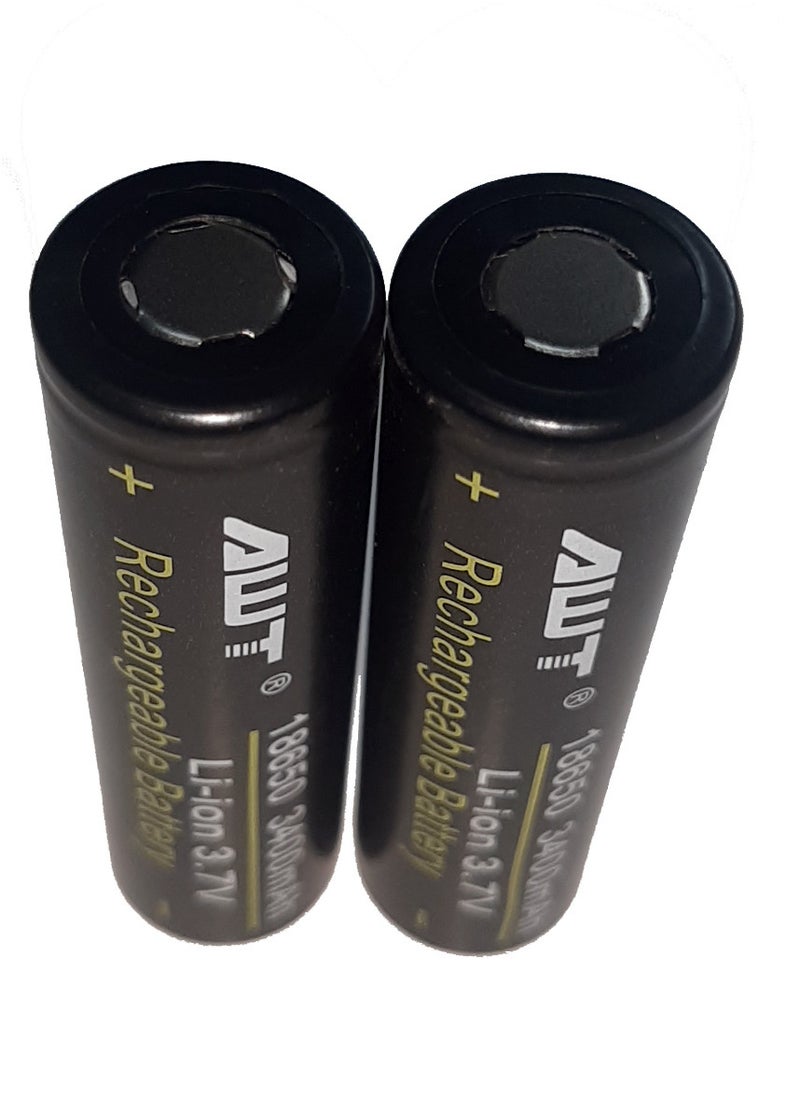 Generic - 2PCS 18650 Rechargeable Battery 3.7V 3400mAh  Li-ion Battery Large Capacity Flat Top for LED Torch Flashlight Headlamp compatible with most of  Electronic Devices - Image 1