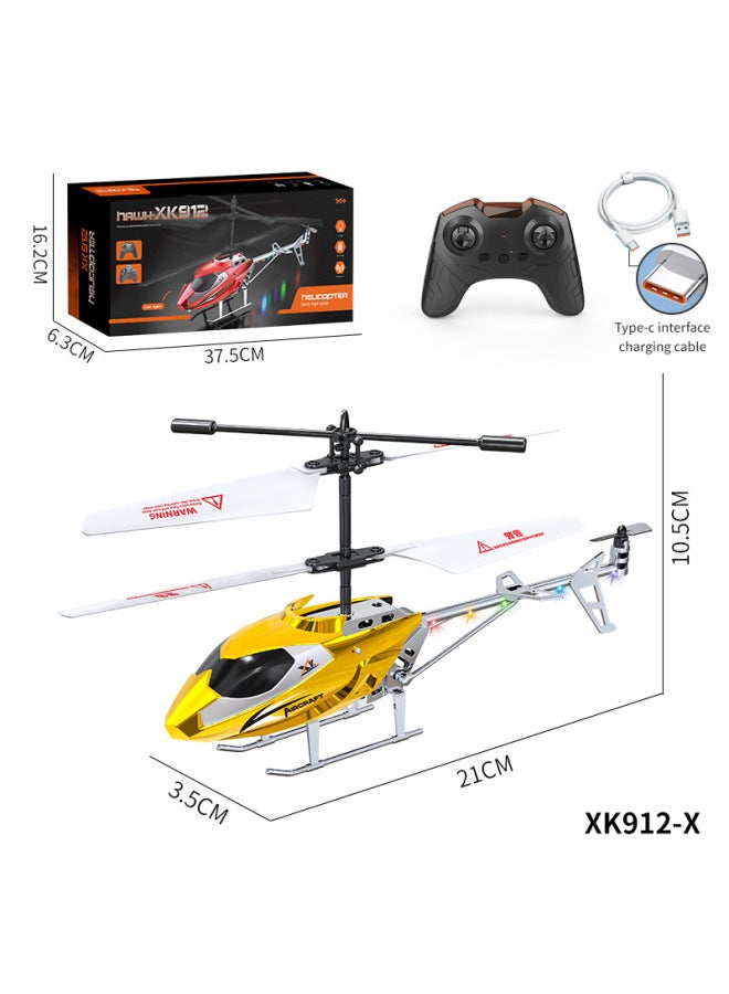 3.5 Through Alloy Remote Control Aircraft Remote Control Helicopter Luminous Aircraft Model Children's Toys Wholesale-Color:912X Gold (2.5 Channel English) - Image 1