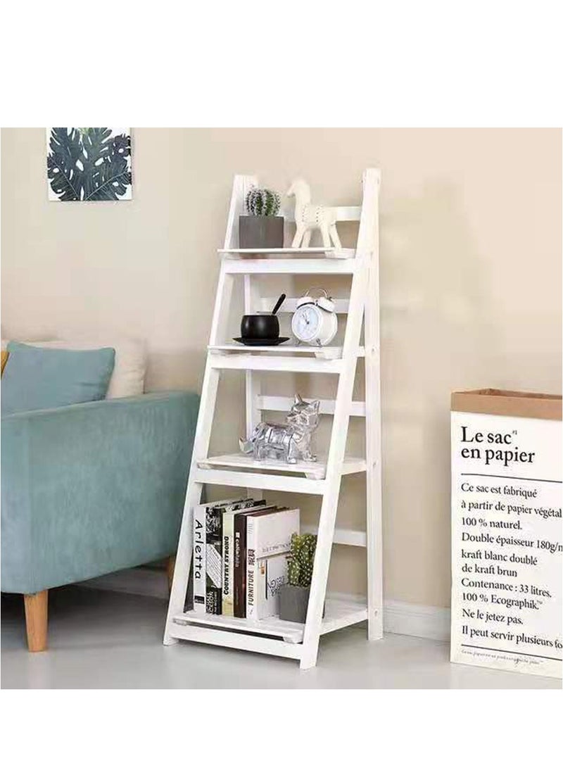 لينجوي حامل نباتات زهور خشبي قابل للطي باللون الأبيض 32x112x42 سم  - Image 2