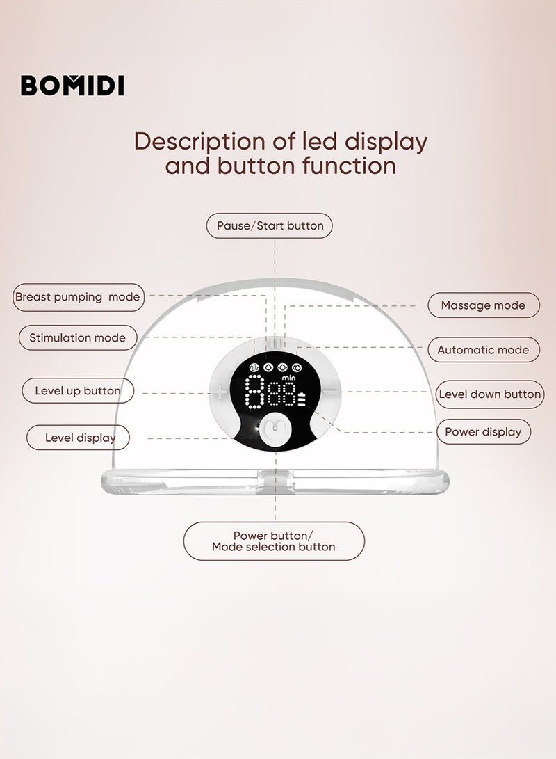 BOMIDI Wearable Electric Breast Pump Hands Free – Silent Portable Breastfeeding Pump with 3 Modes & 9 Levels, Rechargeable, Leak-Proof & Easy to Clean, 150ml Capacity - BMD-S32-WHITE - Image 5