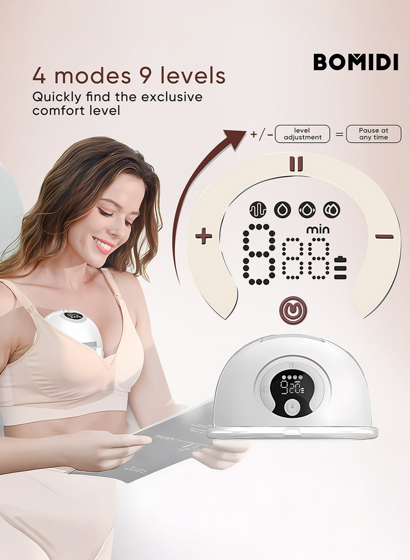 BOMIDI Wearable Electric Breast Pump Hands Free – Silent Portable Breastfeeding Pump with 3 Modes & 9 Levels, Rechargeable, Leak-Proof & Easy to Clean, 150ml Capacity - BMD-S32-WHITE - Image 4