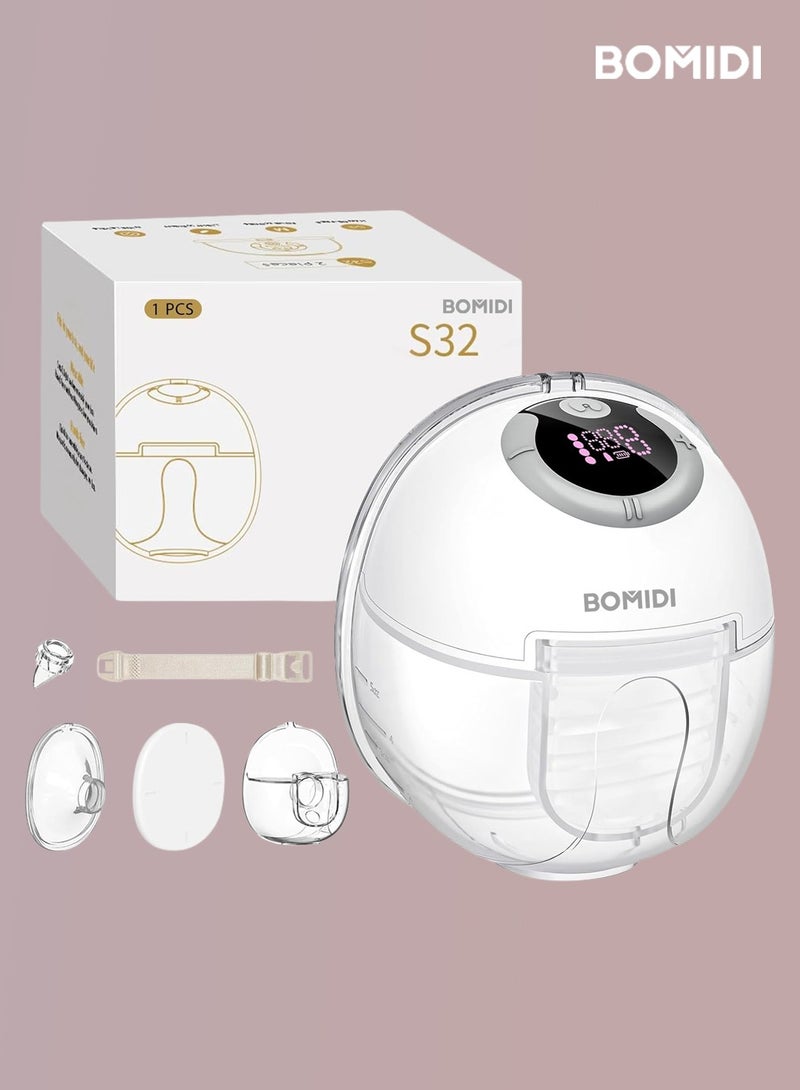 BOMIDI Wearable Electric Breast Pump Hands Free – Silent Portable Breastfeeding Pump with 3 Modes & 9 Levels, Rechargeable, Leak-Proof & Easy to Clean, 150ml Capacity - BMD-S32-WHITE - Image 1