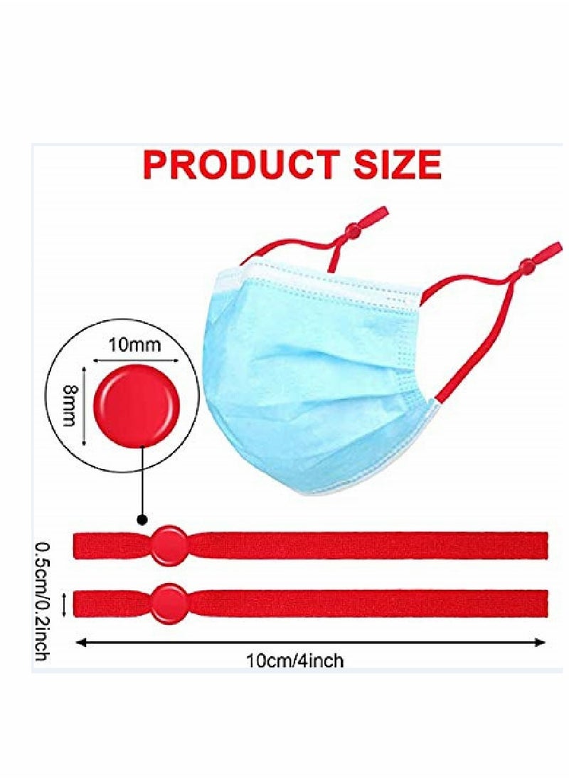 Sewing Elastic String for Masks, 100 Pcs Elastic Bands with Adjustable Buckle Ear Band, Elastic Ear Loops Adjustable Ear Straps 1/5 Inch (Red)