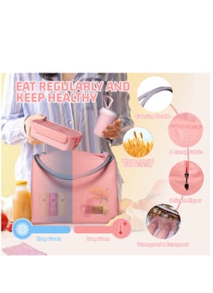 Arabest Lunch Box, 3 Compartments, Cup, Lunch Box, Spoon, Fork, Leak-proof, Suitable for Children, Adults, Teenagers (Pink)  - Image 5