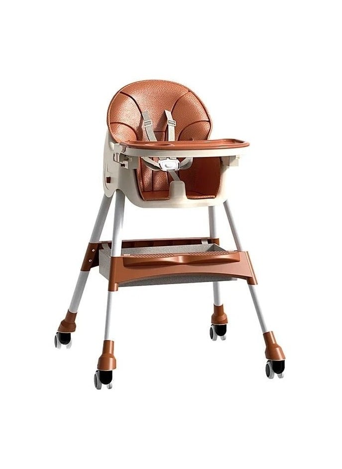 Generic - Baby High Chair for Toddlers, Foldable High Chairs with Adjustable Seat Height Recline with 4 Wheels and Removable Tray - Image 1