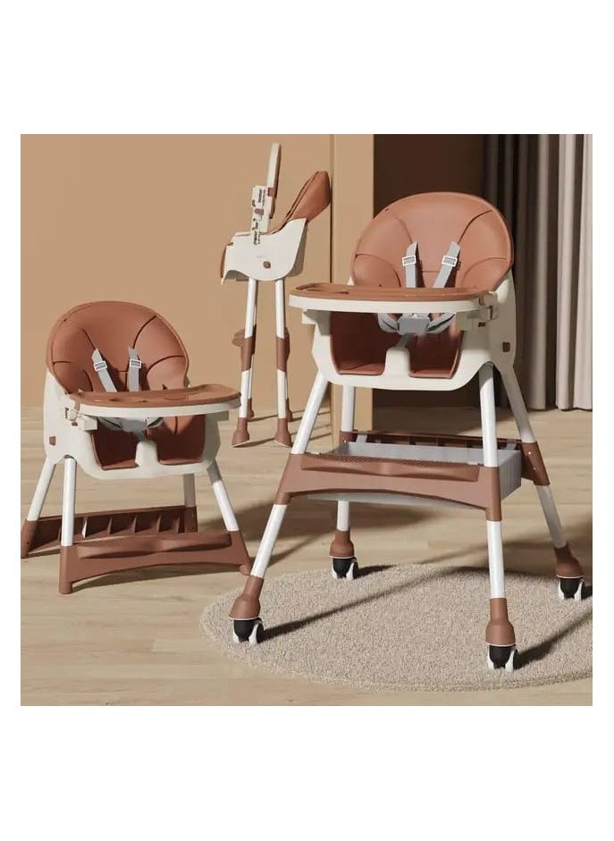 Generic - Baby High Chair for Toddlers, Foldable High Chairs with Adjustable Seat Height Recline with 4 Wheels and Removable Tray - Image 1